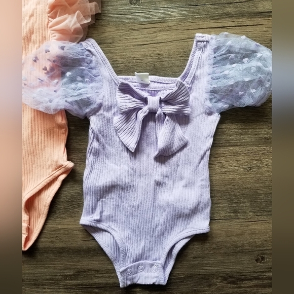 Shein Tulle Puffed Ruffle Sleeves Ribbed Onsie Bundle - Picture 2 of 4
